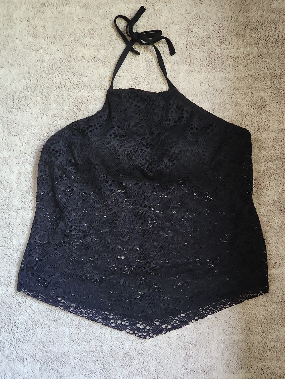 Black Lace Halter Swim Top - Women
